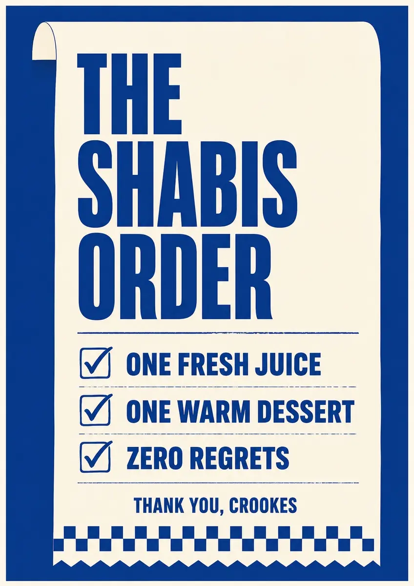 The SHABIS order: one fresh juice, one warm dessert, zero regrets
